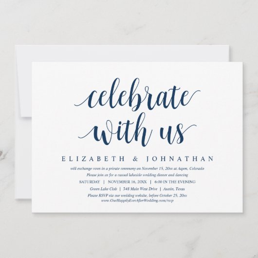 Feiern Sie mit uns, Hochzeitsfeier Einladung (Vorderseite)