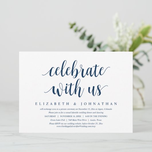 Feiern Sie mit uns, Hochzeitsfeier Einladung (Stehend Vorderseite)