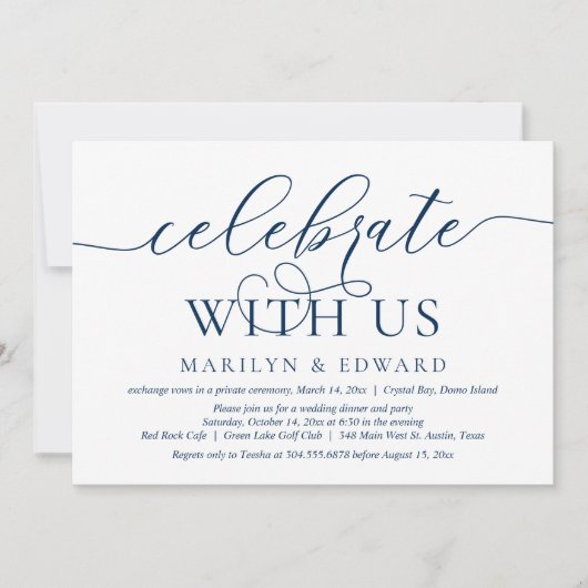 Feiern Sie mit uns, Hochzeitsfeier, Elopement Part Einladung (Vorderseite)