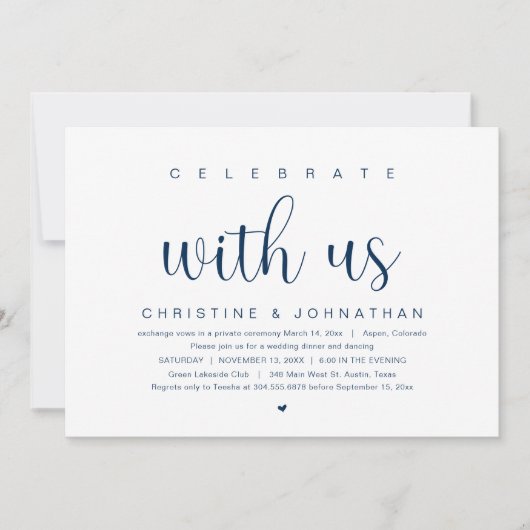 Feiern Sie mit uns, Hochzeitsfeier, Elopement Part Einladung (Vorderseite)