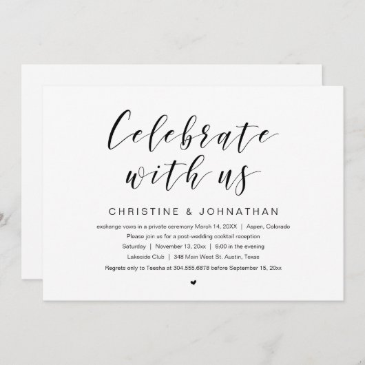 Feiern Sie mit uns, Hochzeitsfeier, Elopement Part Einladung (Vorne/Hinten)