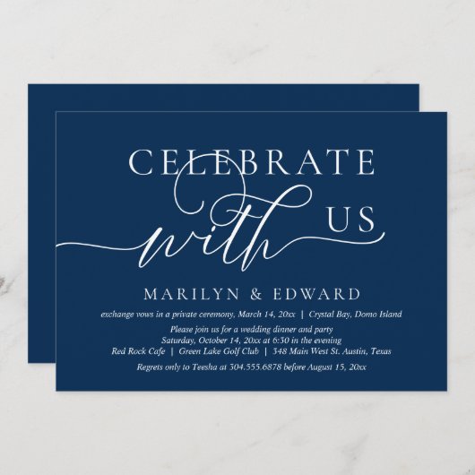 Feiern Sie mit uns, Hochzeitsfeier, Elopement Part Einladung (Vorne/Hinten)