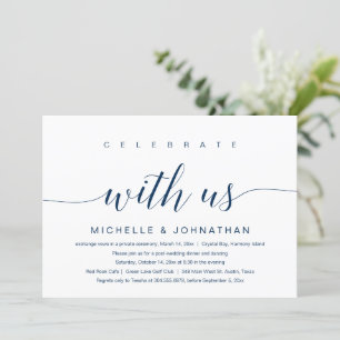 Feiern Sie mit uns, Hochzeitsflitterwochen, Navy B Einladung