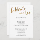 Feiern Sie mit uns! Lässiger Gold Script-Empfang Einladung (Vorne/Hinten)