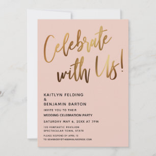 Feiern Sie mit uns! Minimaler Gold Handwriting-Blu Einladung