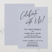 Feiern Sie mit uns! Moderne Blue Wedding Party Einladung (Vorne/Hinten)