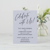 Feiern Sie mit uns! Moderne Blue Wedding Party Einladung (Stehend Vorderseite)