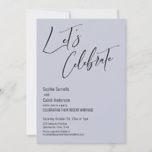 Feiern Sie mit uns! Moderne Dusty Blue Rezeption Einladung