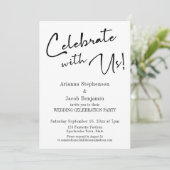 "Feiern Sie mit uns!" Moderne einfache Hochzeitsfe Einladung (Stehend Vorderseite)