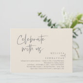 Feiern Sie mit uns Moderne Hochzeitsempfehlung Einladung (Stehend Vorderseite)