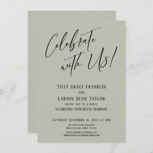 Feiern Sie mit uns! Moderne Hochzeitsfeier Einladung (Vorne/Hinten)