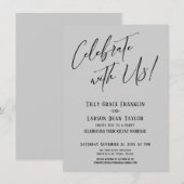 Feiern Sie mit uns! Moderne Light Gray Wedding Par Einladung (Vorne/Hinten)