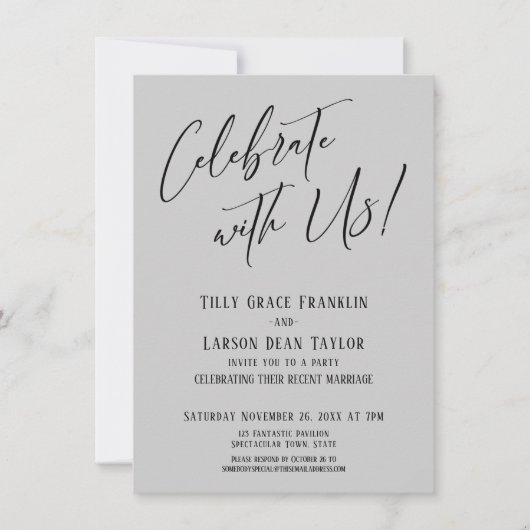 Feiern Sie mit uns! Moderne Light Gray Wedding Par Einladung (Vorderseite)
