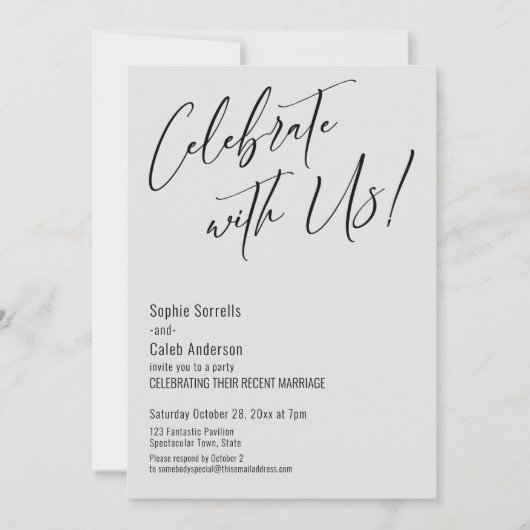 Feiern Sie mit uns! Moderne Light Gray Wedding Par Einladung (Vorderseite)
