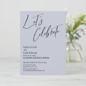 Feiern Sie mit uns! Moderner Dusty Blue Empfang Einladung (Stehend Vorderseite)