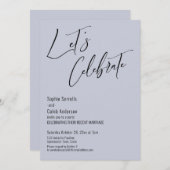 Feiern Sie mit uns! Moderner Dusty Blue Empfang Einladung (Vorne/Hinten)