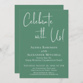 Feiern Sie mit uns! Moderner Empfang Hübsch grün Einladung (Vorne/Hinten)