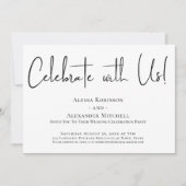 Feiern Sie mit uns! Moderner Handwriting-Empfang Einladung (Vorderseite)