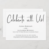 Feiern Sie mit uns! Moderner Handwriting-Empfang Einladung (Vorne/Hinten)
