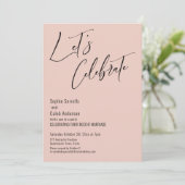 Feiern Sie mit uns! Moderner Rosa-Empfang Einladung (Stehend Vorderseite)