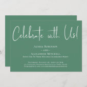 Feiern Sie mit uns! Moderner Schriftart Grüner Emp Einladung (Vorne/Hinten)