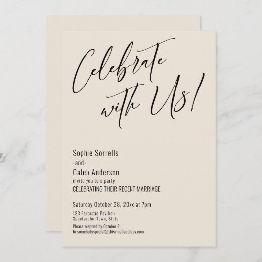 Feiern Sie mit uns! Modernes elegantes Hochzeitsfe Einladung (Vorne/Hinten)