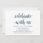 Feiern Sie mit uns, Navy Blue, Hochzeitsfeier Einladung (Vorderseite)