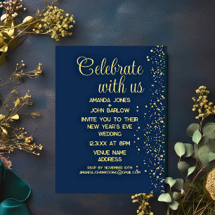 Feiern Sie mit uns Navy Gold Silvester Einladung