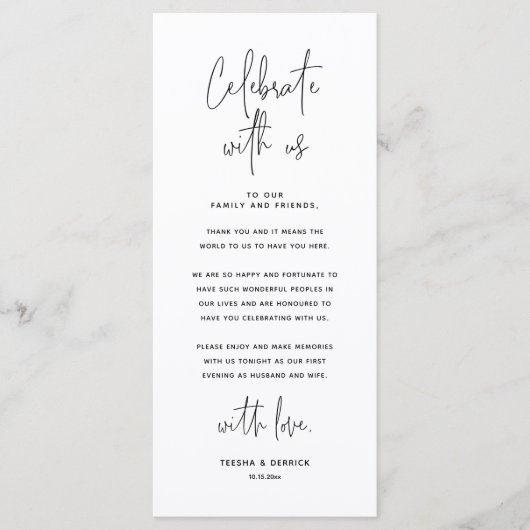 Feiern Sie mit uns, Platz Einstellung Danke Karte (Vorderseite)