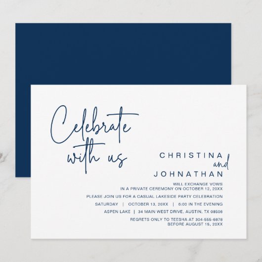 Feiern Sie mit uns, Post Wedding Elopement Party Einladung (Vorne/Hinten)