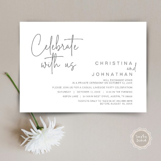 Feiern Sie mit uns, Post Wedding Elopement Party i Einladung