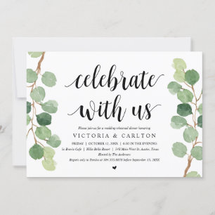 Feiern Sie mit uns, Probeessen vor der Hochzeit Einladung