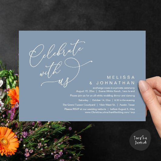 Feiern Sie mit uns, romantisches Hochzeitsessen Einladung