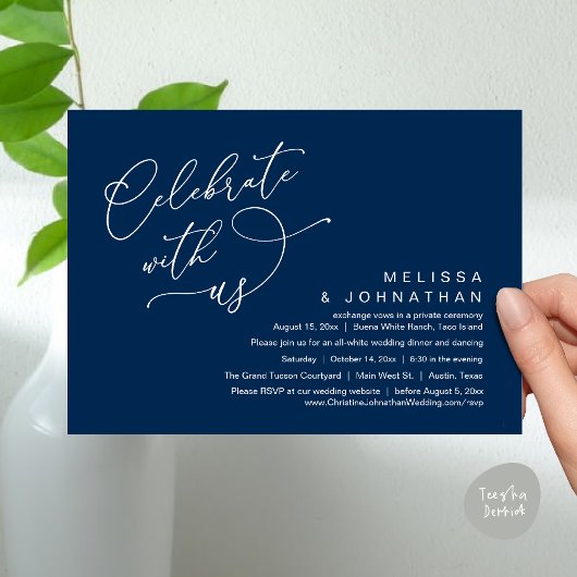Feiern Sie mit uns, romantisches Hochzeitsessen Einladung