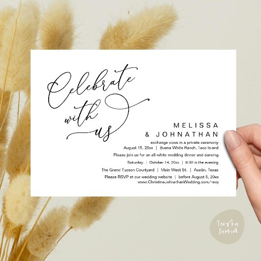 Feiern Sie mit uns, romantisches Hochzeitsessen Einladung