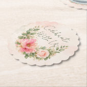 Feiern Sie mit uns Rosé Floral Papier Untersetzer (angewinkelt)