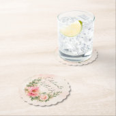 Feiern Sie mit uns Rosé Floral Papier Untersetzer (Vor Ort)