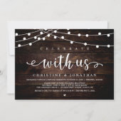 Feiern Sie mit uns Rustic Farm Wedding String Ligh Einladung (Vorderseite)