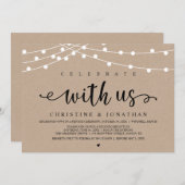 Feiern Sie mit uns Rustic Farm Wedding String Ligh Einladung (Vorne/Hinten)