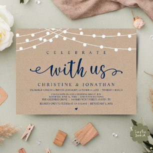 Feiern Sie mit uns Rustic Farm Wedding String Ligh Einladung