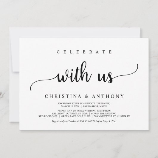 Feiern Sie mit uns, rustikale Hochzeitsfeier Einladung (Vorderseite)