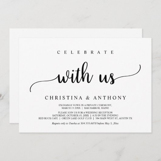 Feiern Sie mit uns, rustikale Hochzeitsfeier Einladung (Vorne/Hinten)