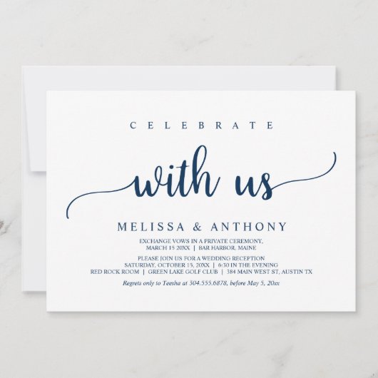 Feiern Sie mit uns, rustikales Hochzeitsdinner Einladung (Vorderseite)