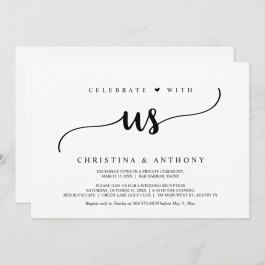 Feiern Sie mit uns, rustikales Hochzeitsessen Einladung (Vorne/Hinten)