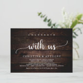 Feiern Sie mit uns, rustikales Hochzeitsessen Einladung (Stehend Vorderseite)