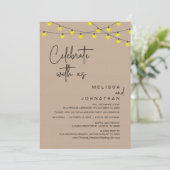 Feiern Sie mit uns, rustikales Hochzeitsessen Part Einladung (Stehend Vorderseite)