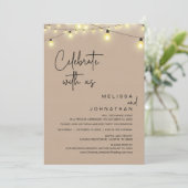 Feiern Sie mit uns, rustikales Hochzeitsessen Part Einladung (Stehend Vorderseite)