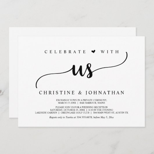 Feiern Sie mit uns, Rustikales Hochzeitsfeier-Part Einladung (Vorne/Hinten)