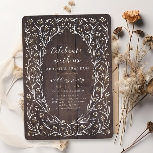 Feiern Sie mit uns! Rustikales Wood Boho Floral Pa Einladung