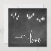 Feiern Sie mit uns Script, Edison Lights Chalkboar Einladung (Rückseite)